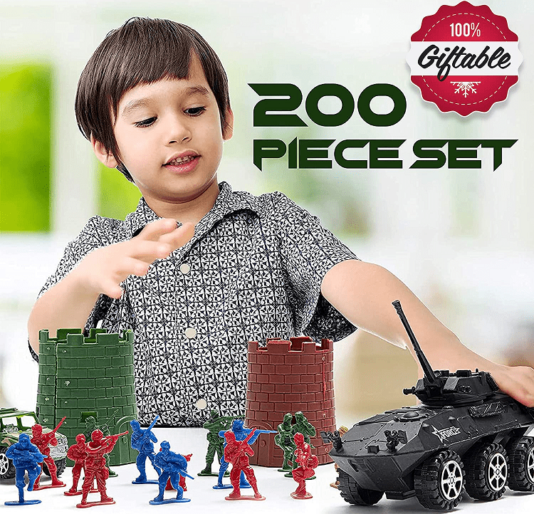 JaxoJoy 200-Piece Army Man Military Set