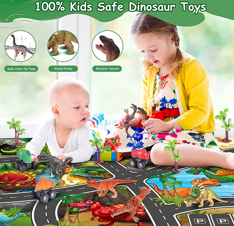 FANURY Dinosaur Toys, 12 Dinosaur Figures with Activity Play Mat