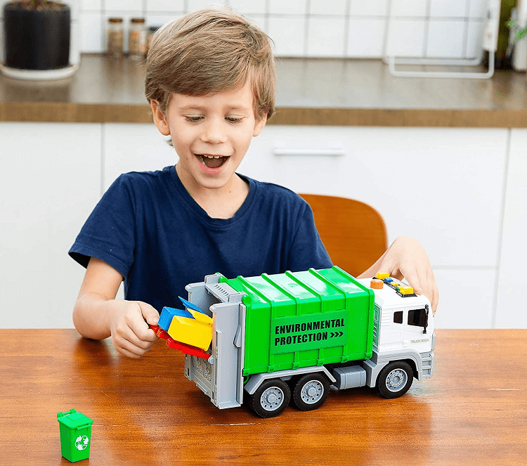 JOYIN Garbage Truck Toy Trash Truck with Lights & Sounds