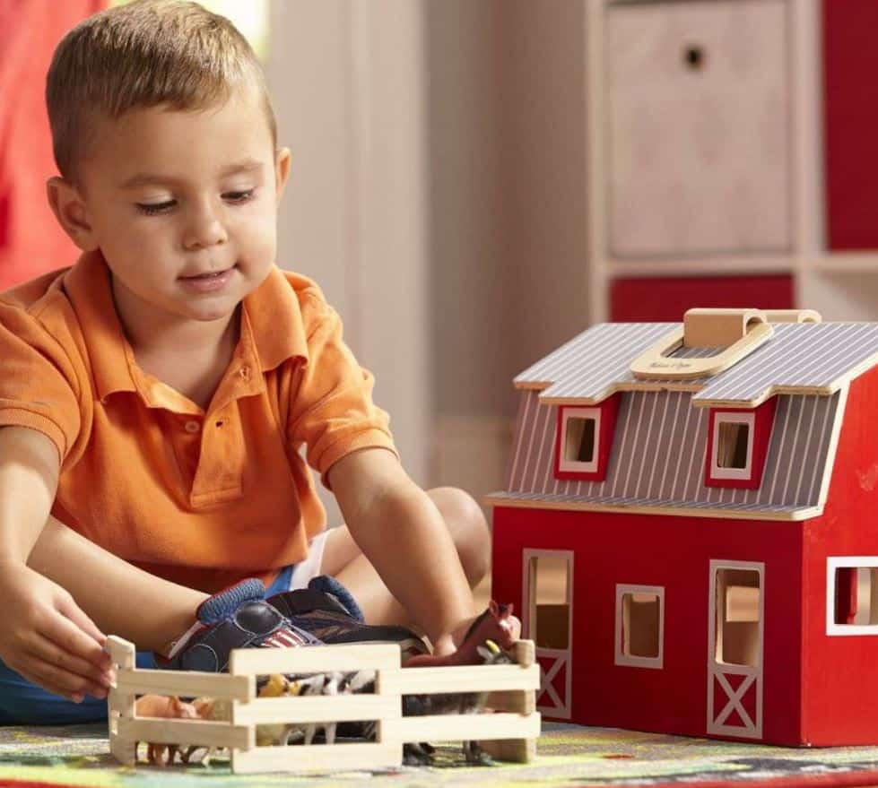 Kid Playing With Horse Toys