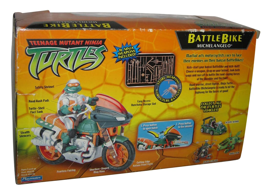 tmnt michelangelo battle bike playset